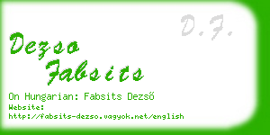 dezso fabsits business card